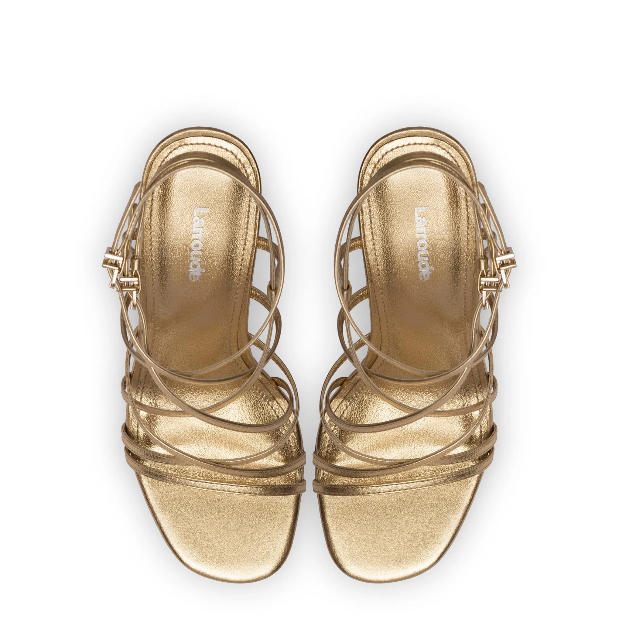 Naomi Wedge In Gold Metallic Leather sold by Larroude product image thumbnail 3