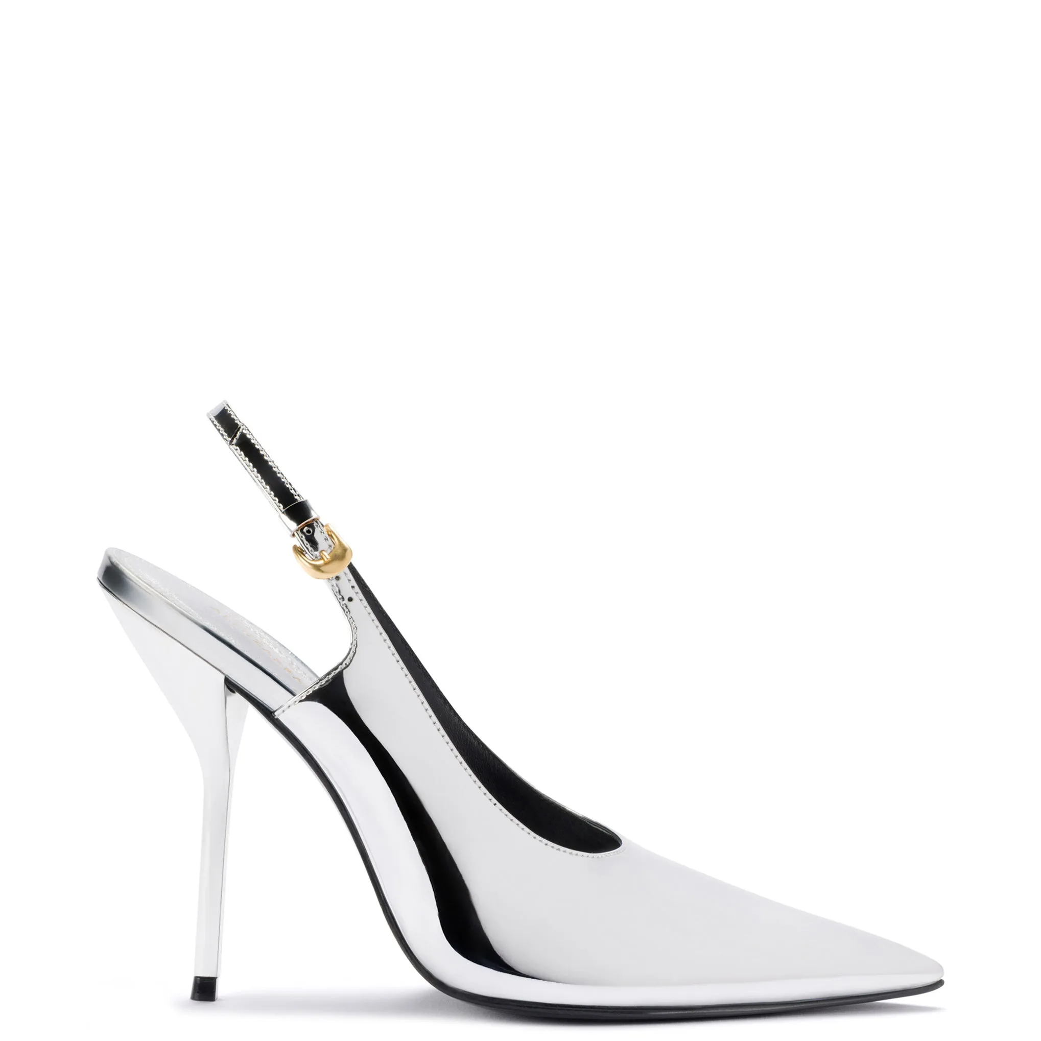 Larroudé x Altuzarra Pump In Silver Specchio sold by Larroude