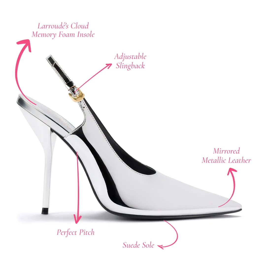 Larroudé x Altuzarra Pump In Silver Specchio sold by Larroude product image thumbnail 5