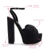 Elle Platform Sandal In Black Fabric sold by Larroude