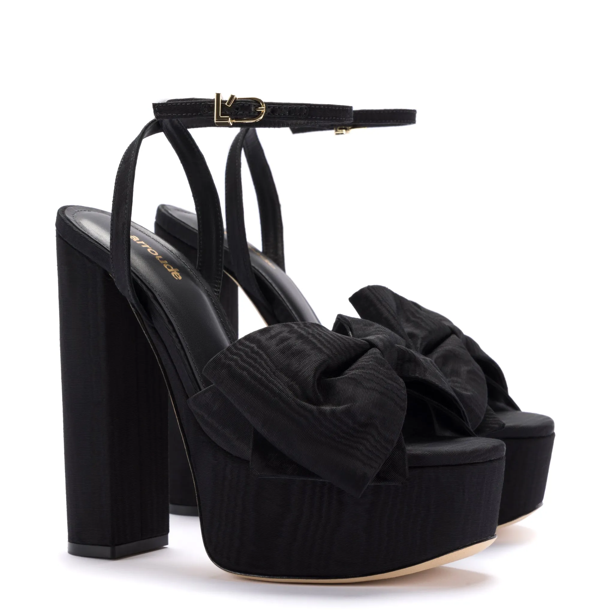 Elle Platform Sandal In Black Fabric sold by Larroude product image thumbnail 2