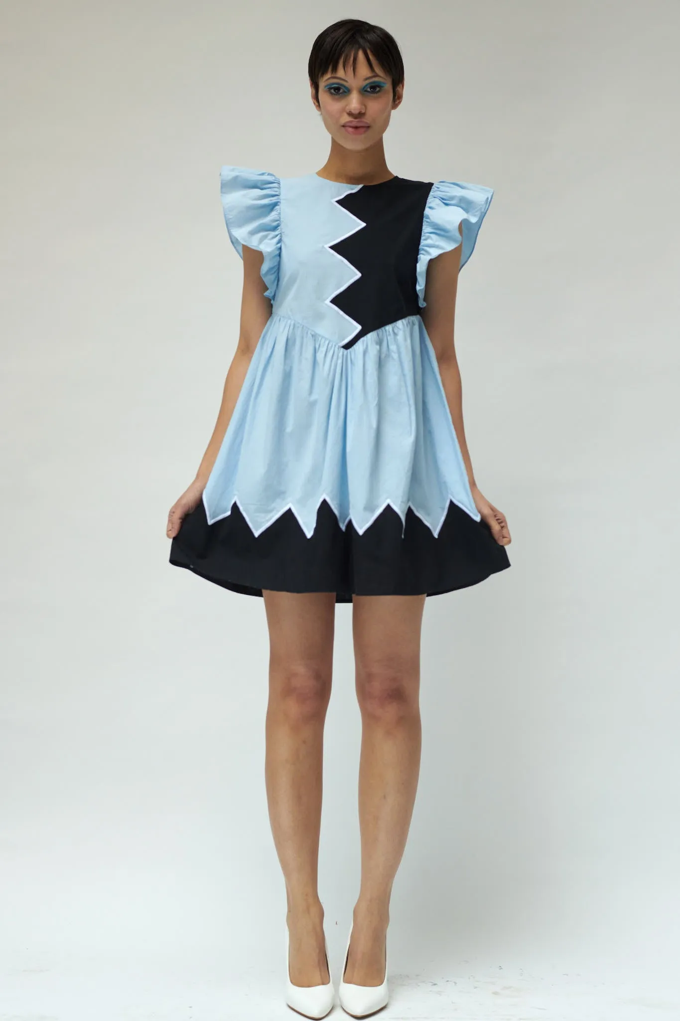 Olive Dress in Powder Blue Cotton sold by Larroude