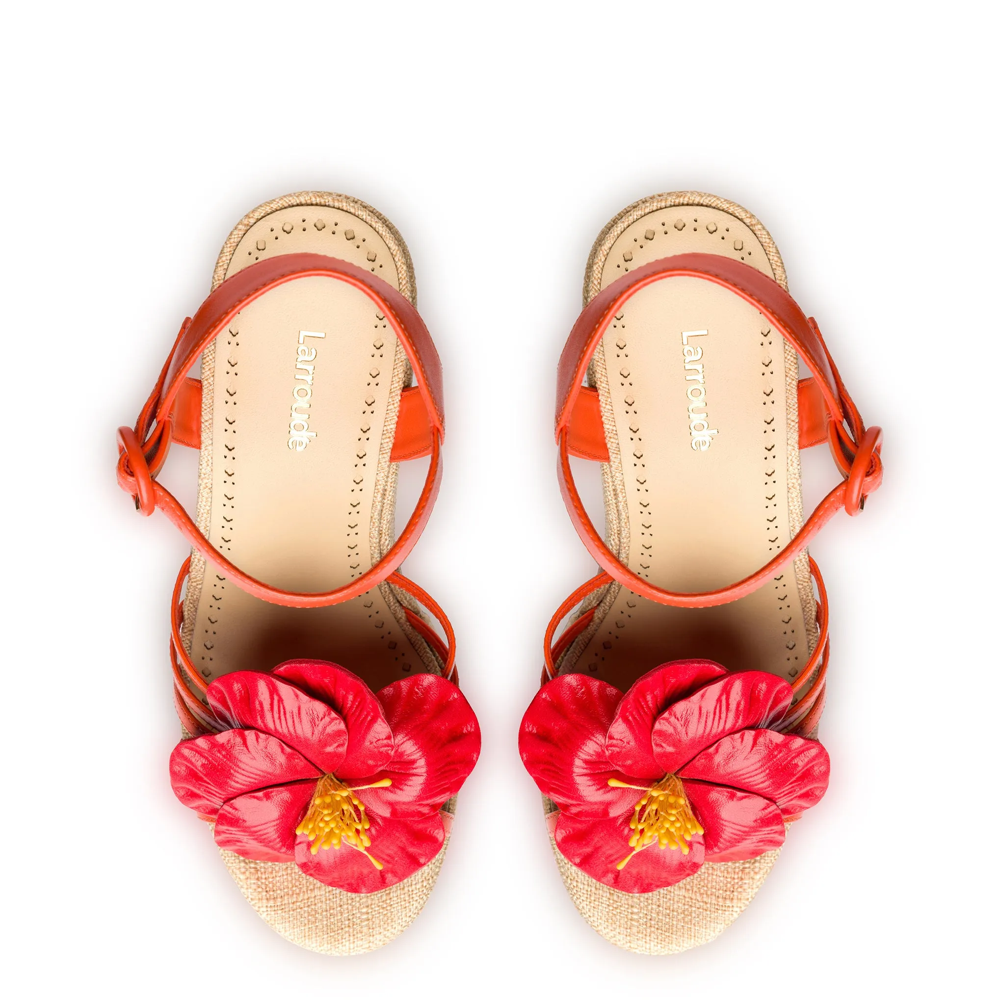 Magnolia Wedge In Orange Leather sold by Larroude product image thumbnail 3