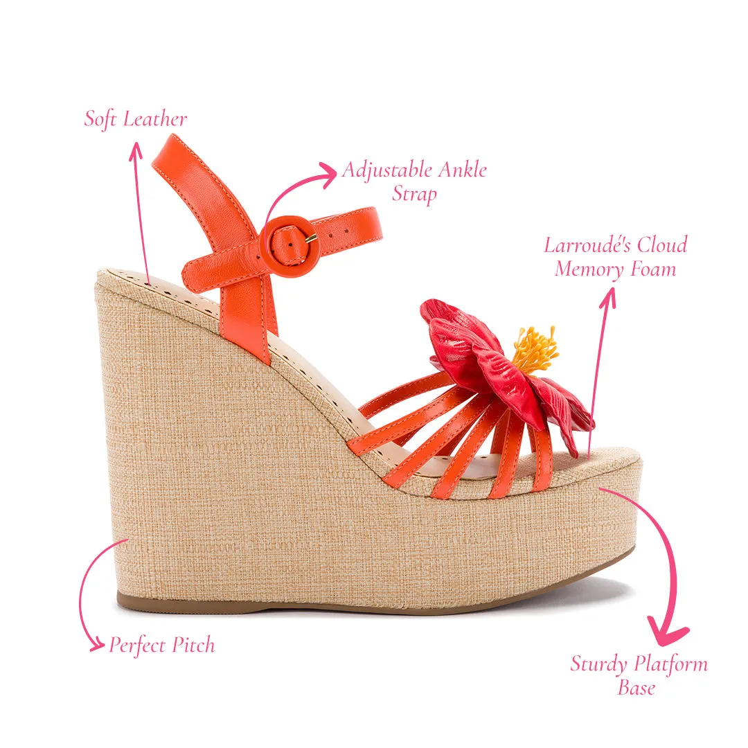 Magnolia Wedge In Orange Leather sold by Larroude product image thumbnail 5
