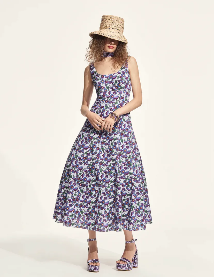 Tank Dress in Purple Wild Poppy Cotton sold by Larroude product image thumbnail 2