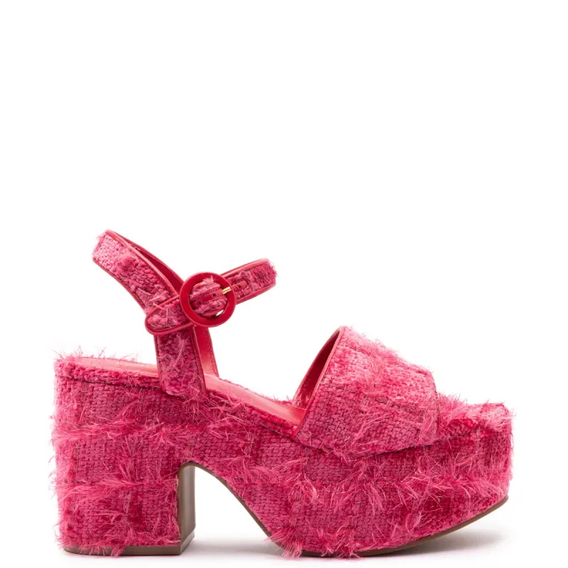 Miso Sandal In Rose Agami Velvet sold by Larroude