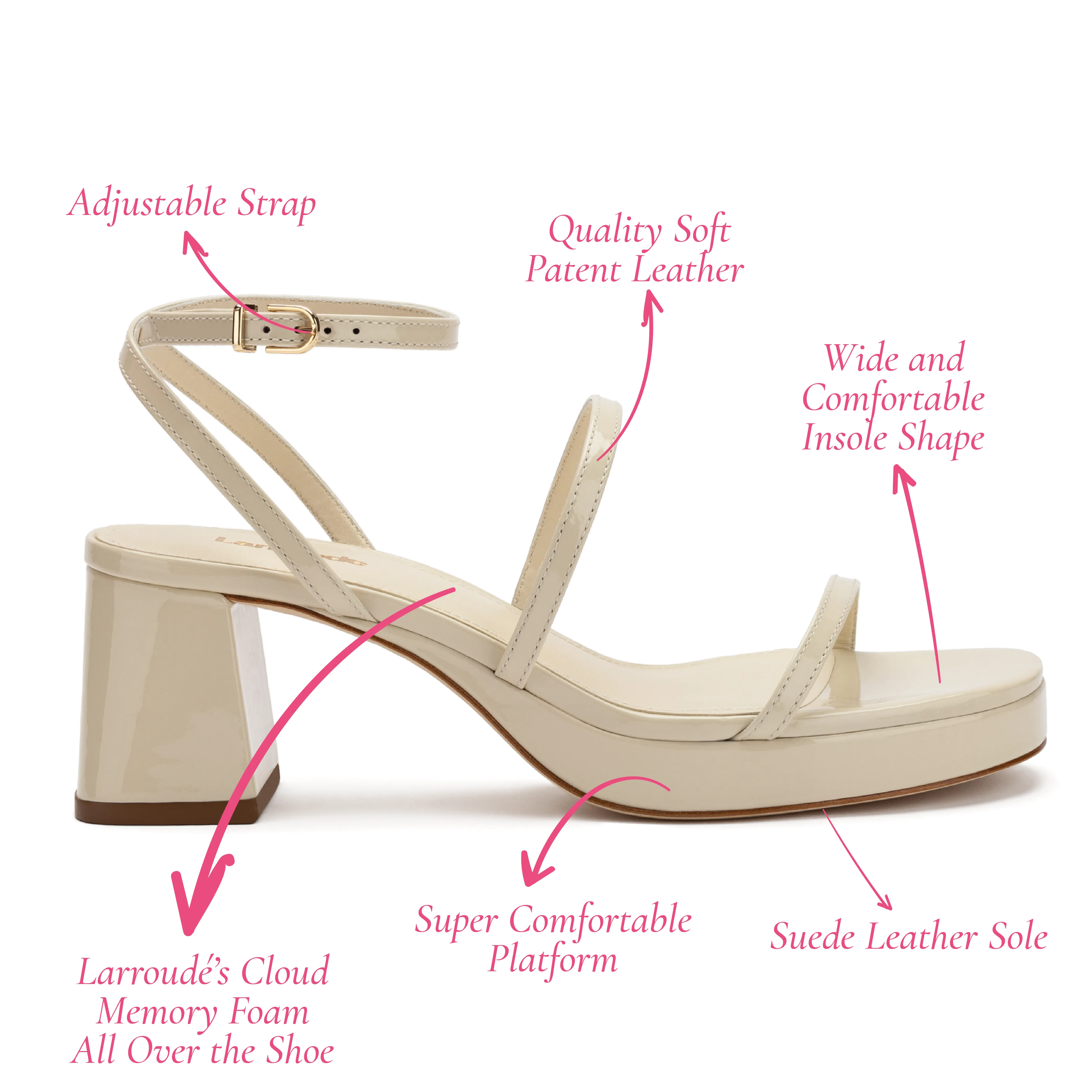 Gio Sandal In Ivory Patent Leather sold by Larroude product image thumbnail 5