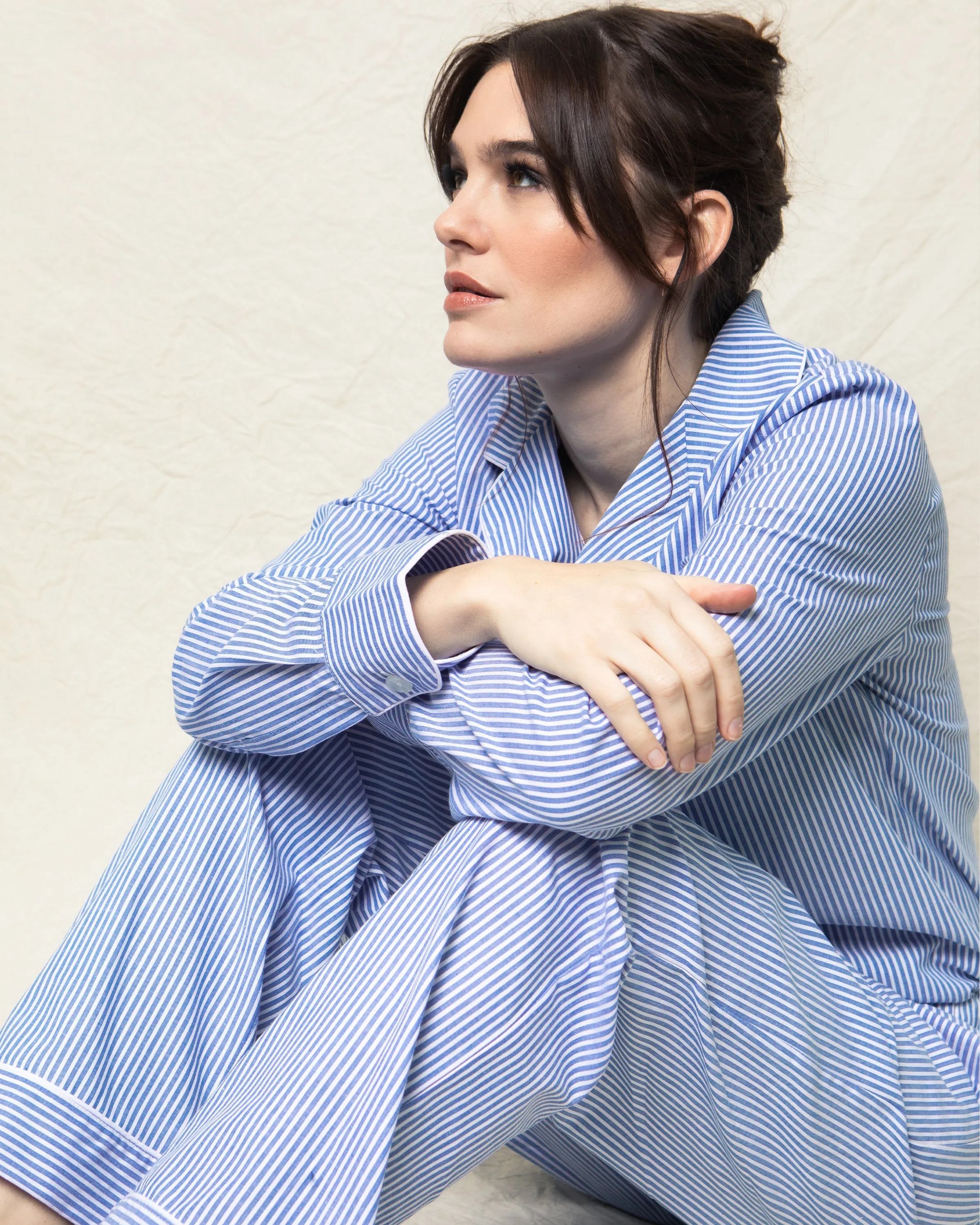 Women's French Blue Seersucker Pajama Set sold by Larroude product image thumbnail 3