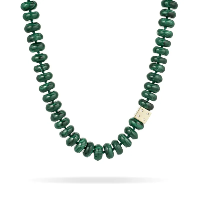 Malachite Coin Diamond Dice Big Bead Necklace sold by Larroude
