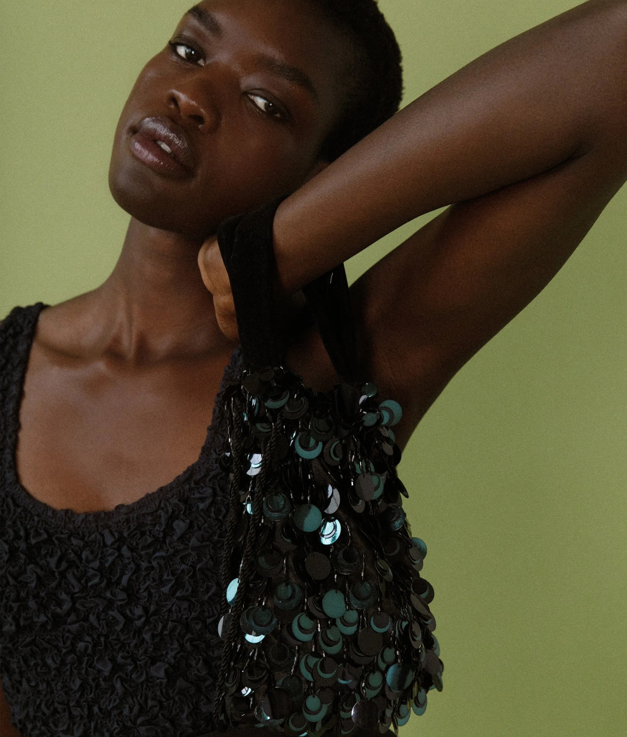 Gala Bag in Dark Peacock Sequin sold by Larroude product image thumbnail 2