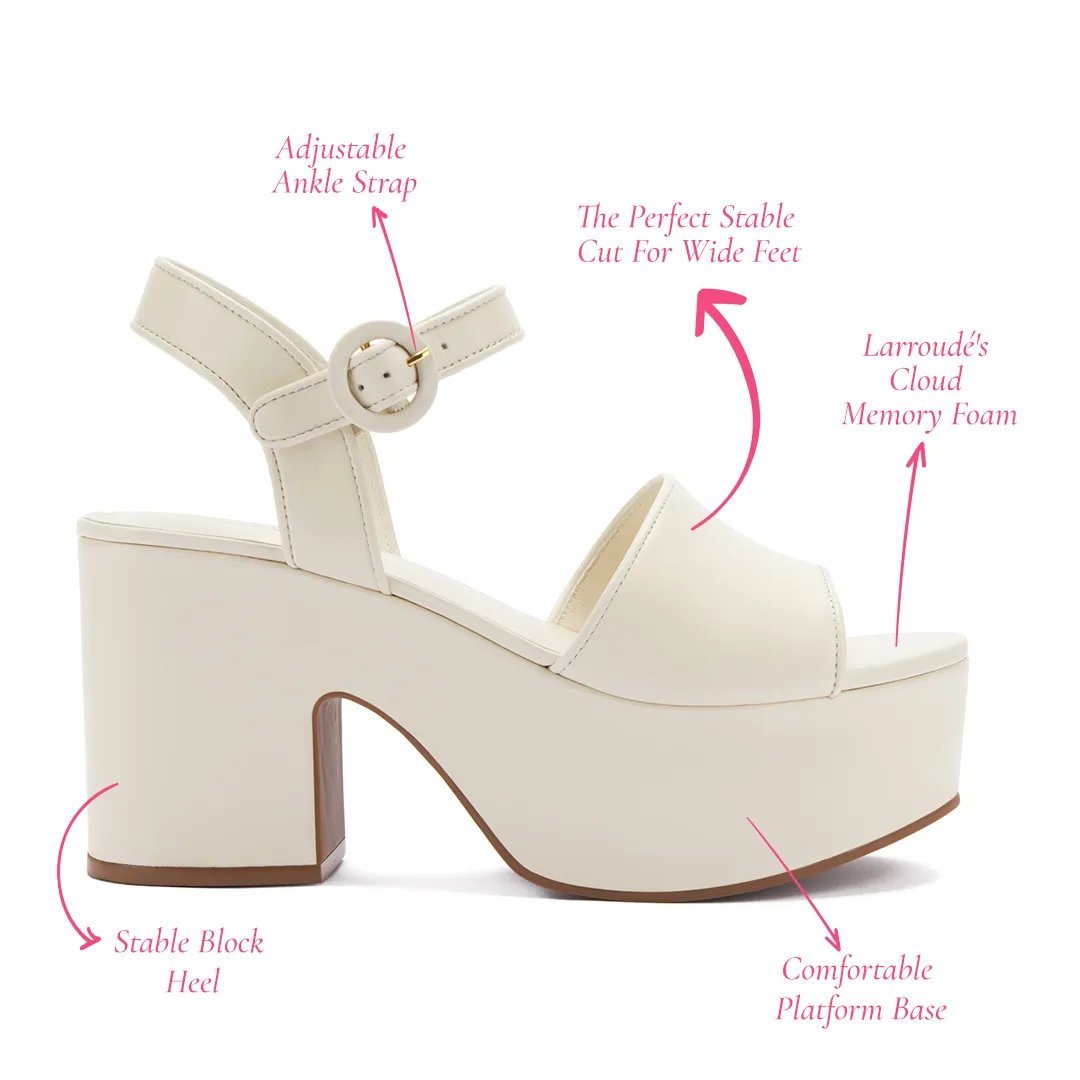 Miso Platform Strap Sandal In Ivory Leather sold by Larroude product image thumbnail 5