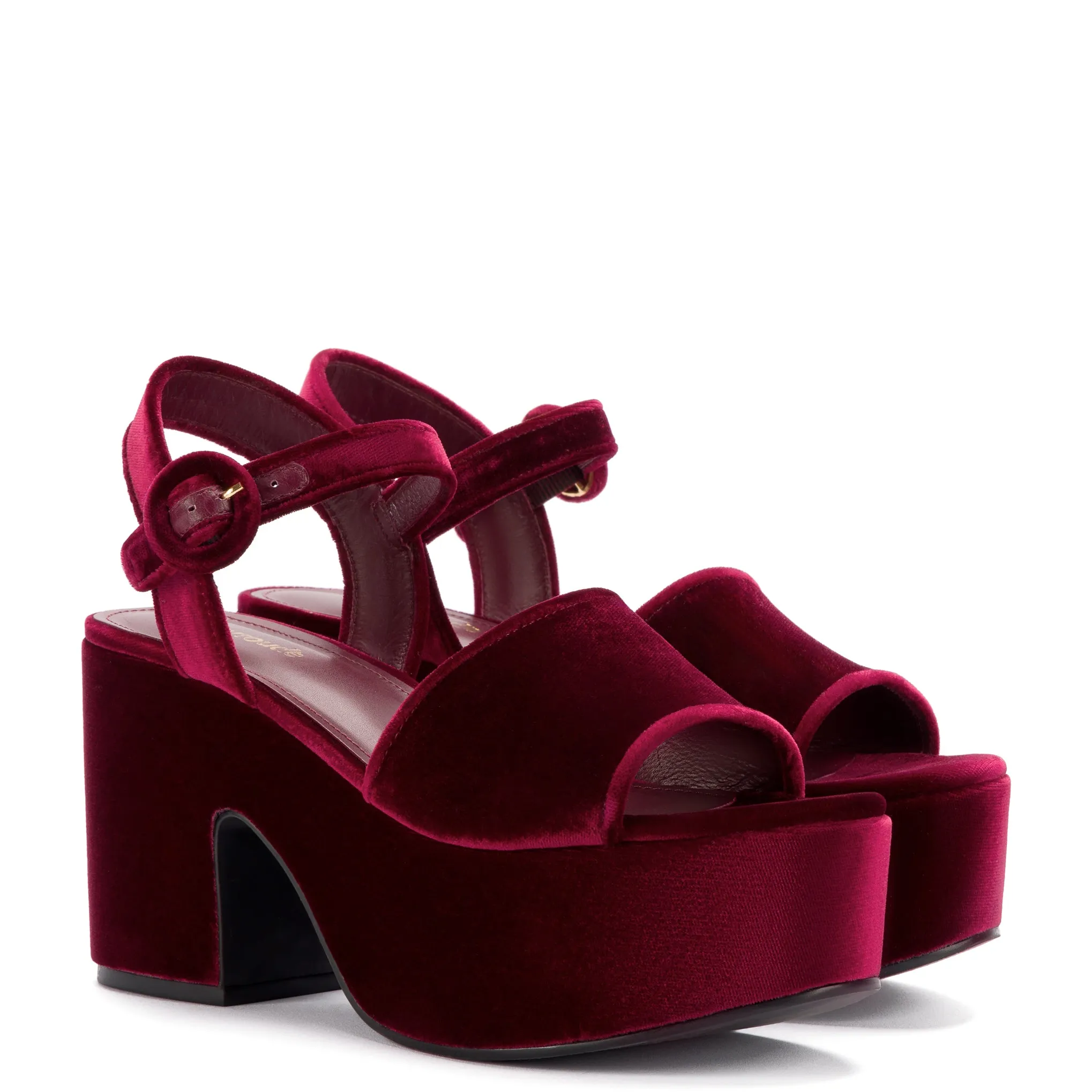 Miso Platform Strap Sandal In Wine Velvet sold by Larroude product image thumbnail 2