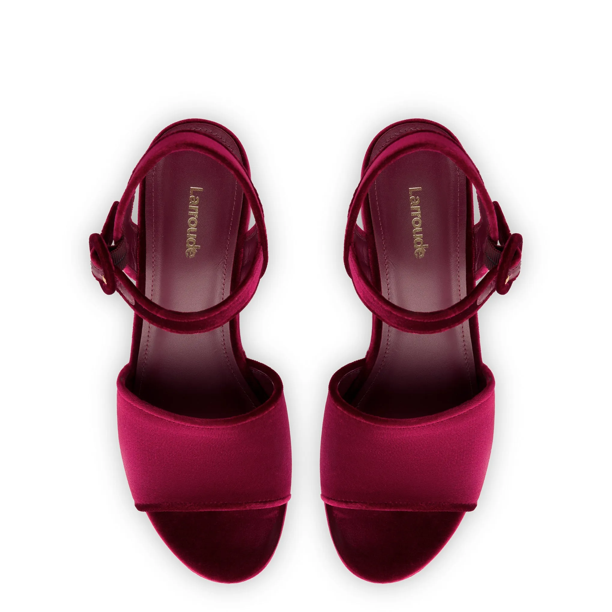 Miso Platform Strap Sandal In Wine Velvet sold by Larroude product image thumbnail 3