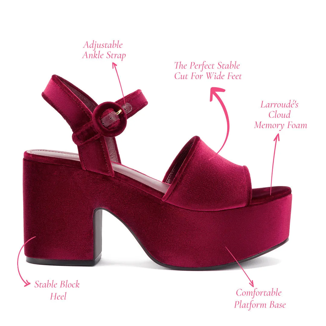 Miso Platform Strap Sandal In Wine Velvet sold by Larroude product image thumbnail 5