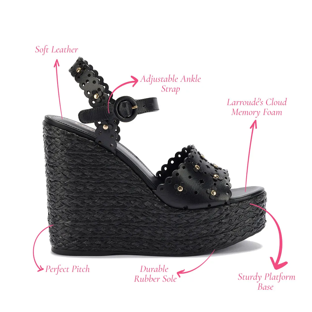 Jasmine Wedge In Black Leather sold by Larroude product image thumbnail 5