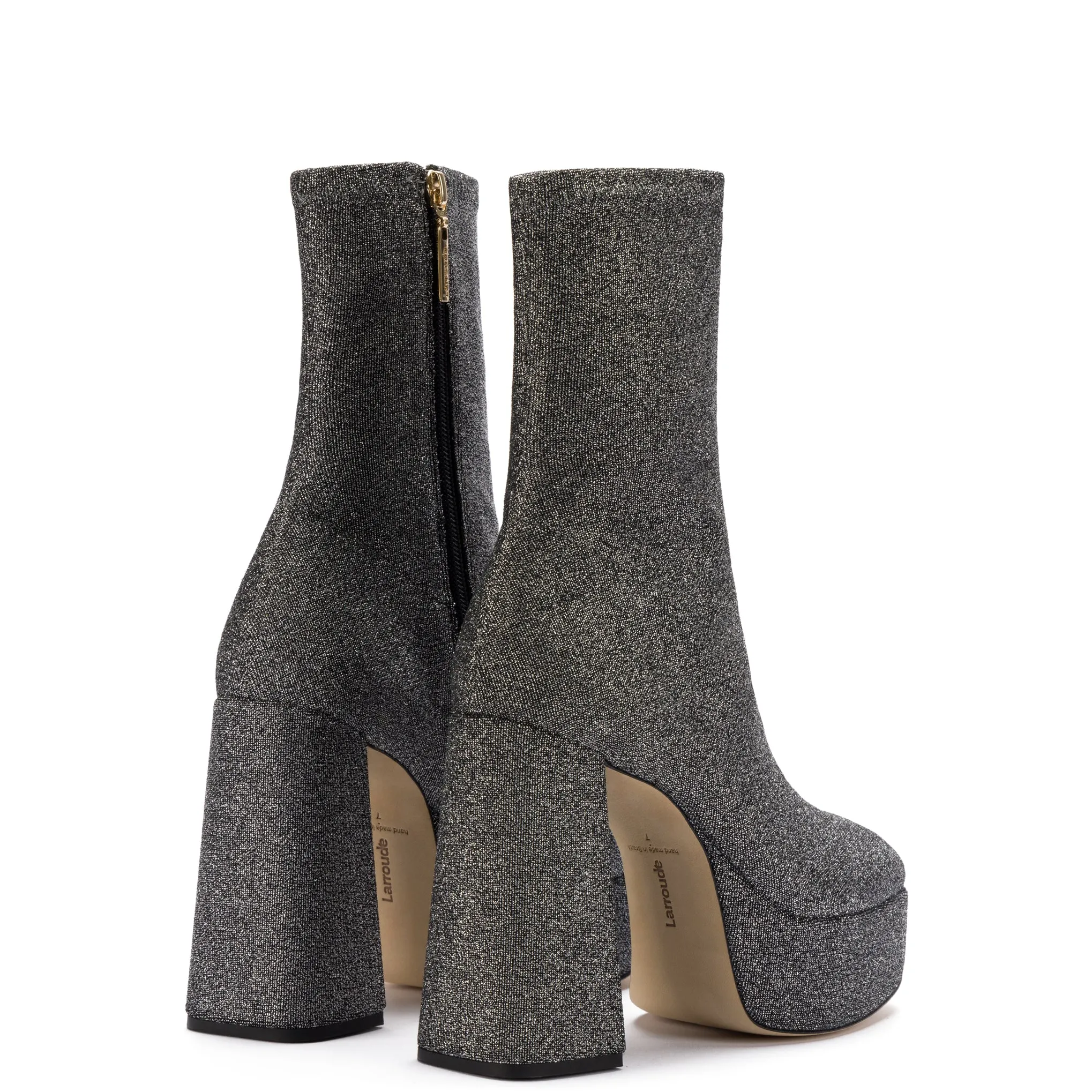 Dolly Stretch Boot In Silver Lurex sold by Larroude product image thumbnail 3