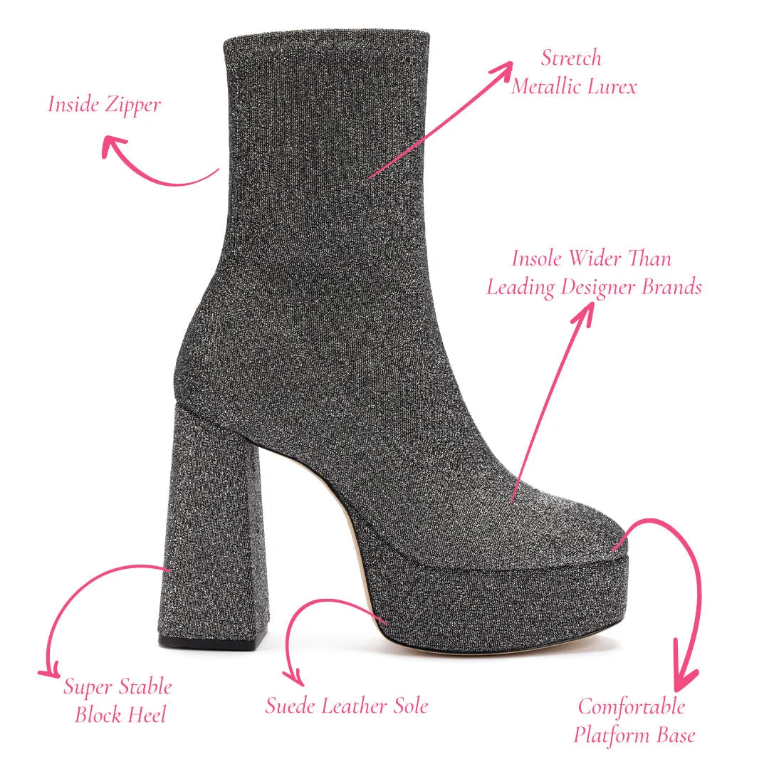 Dolly Stretch Boot In Silver Lurex sold by Larroude product image thumbnail 5