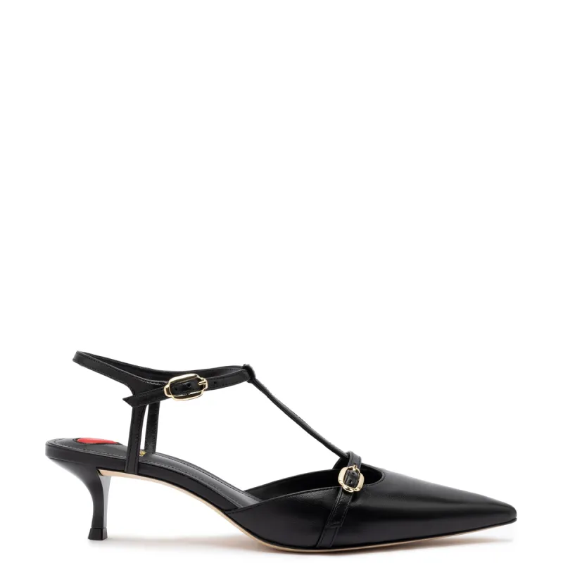 Grace Pump In Black Leather sold by Larroude