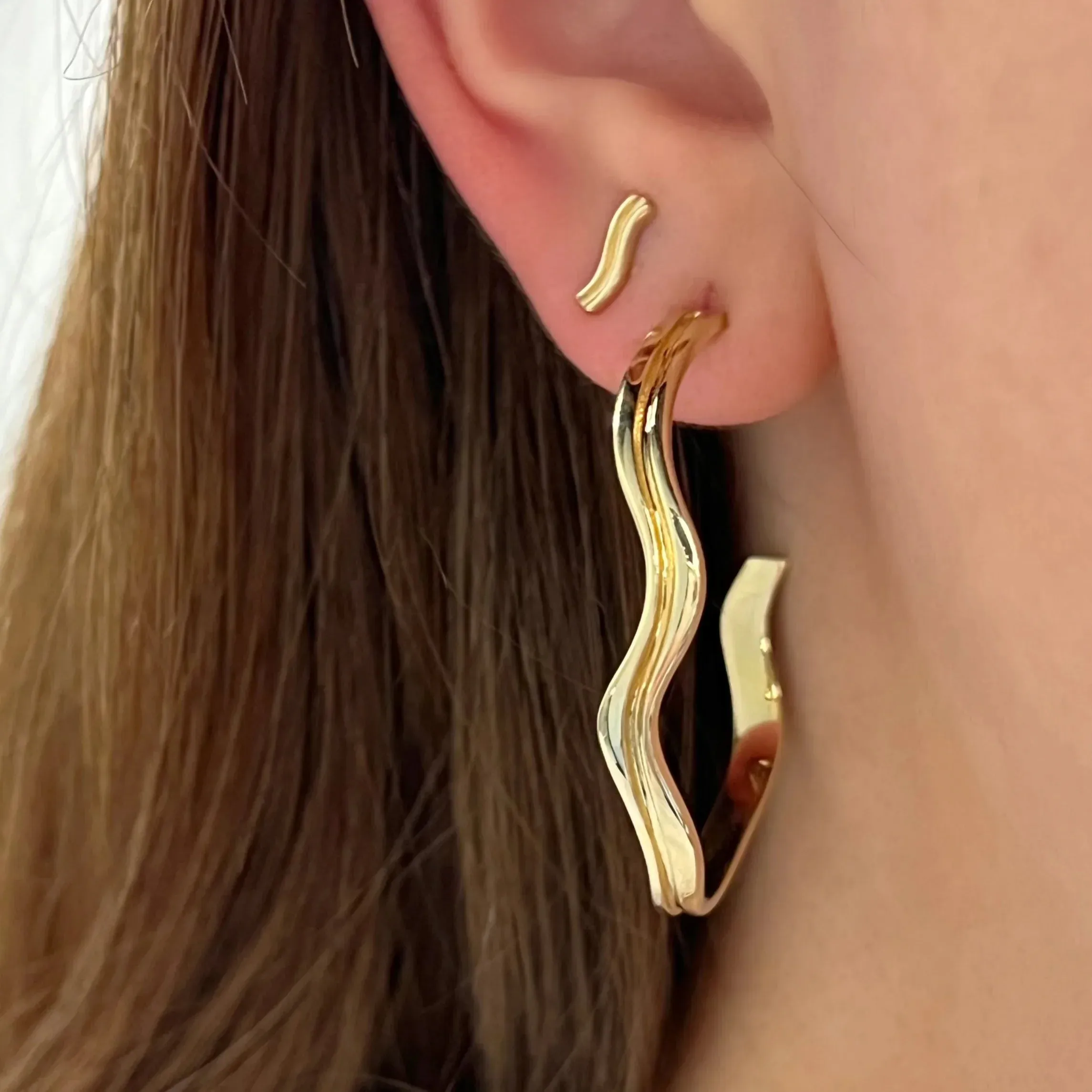 Capri Gold Hoops sold by Larroude product image thumbnail 4