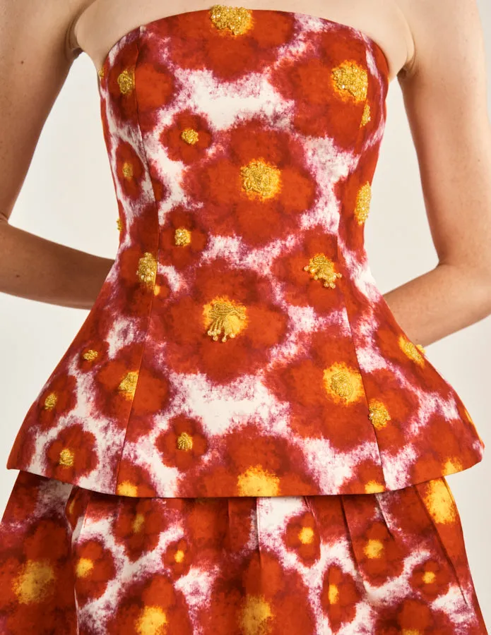 Dripping Daffodil Embroidered Bustier sold by Larroude