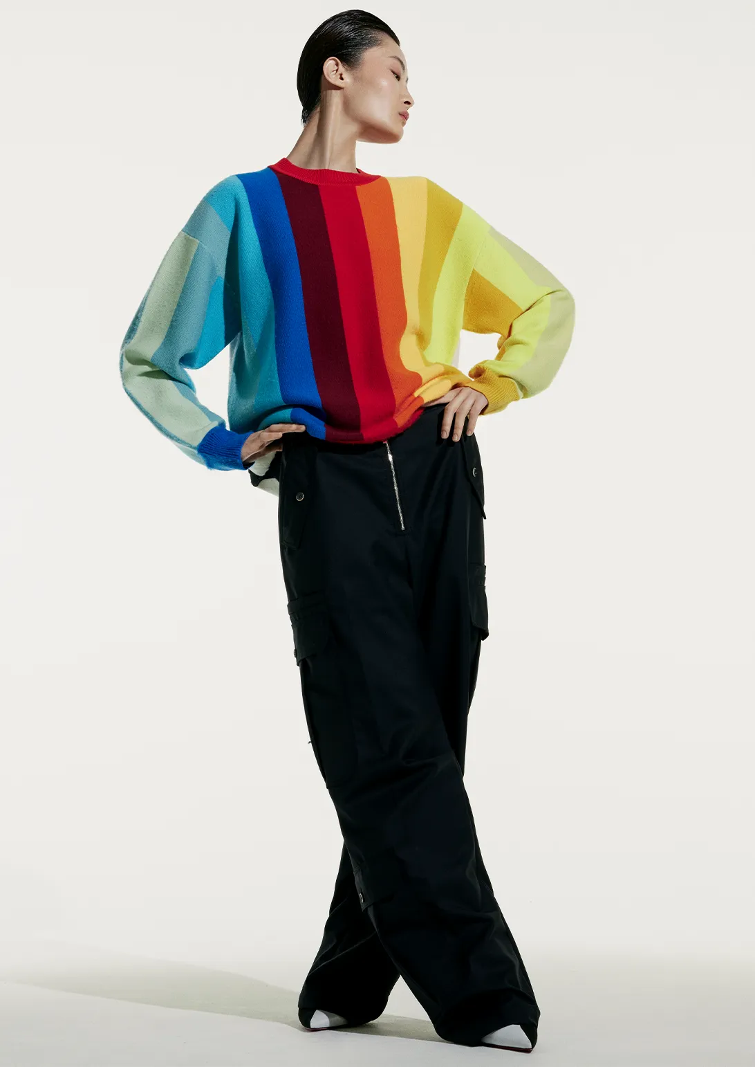 BRUSHED STRIPED OVERSIZED CREWNECK sold by Larroude product image thumbnail 2