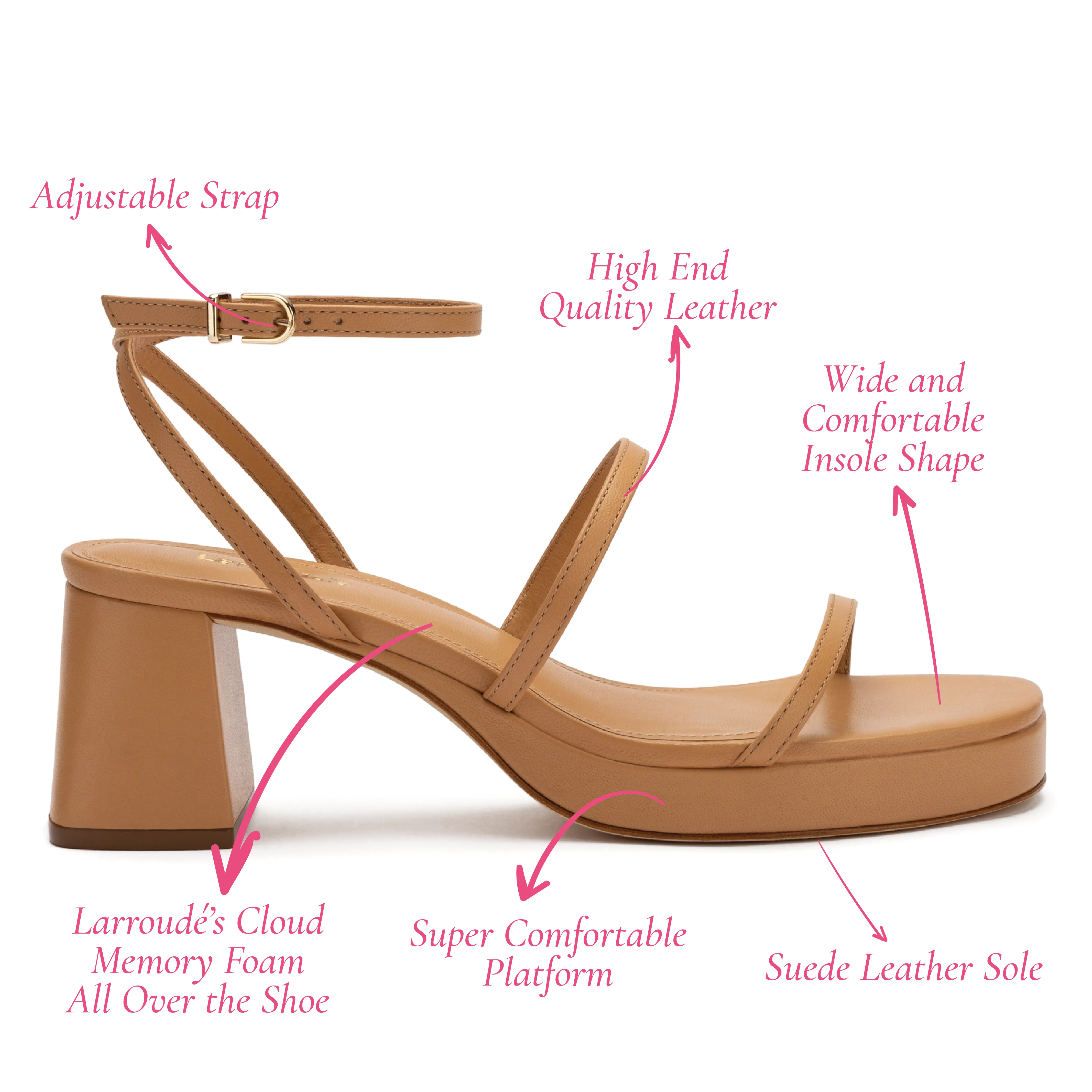 Gio Sandal In Tan Leather sold by Larroude product image thumbnail 5