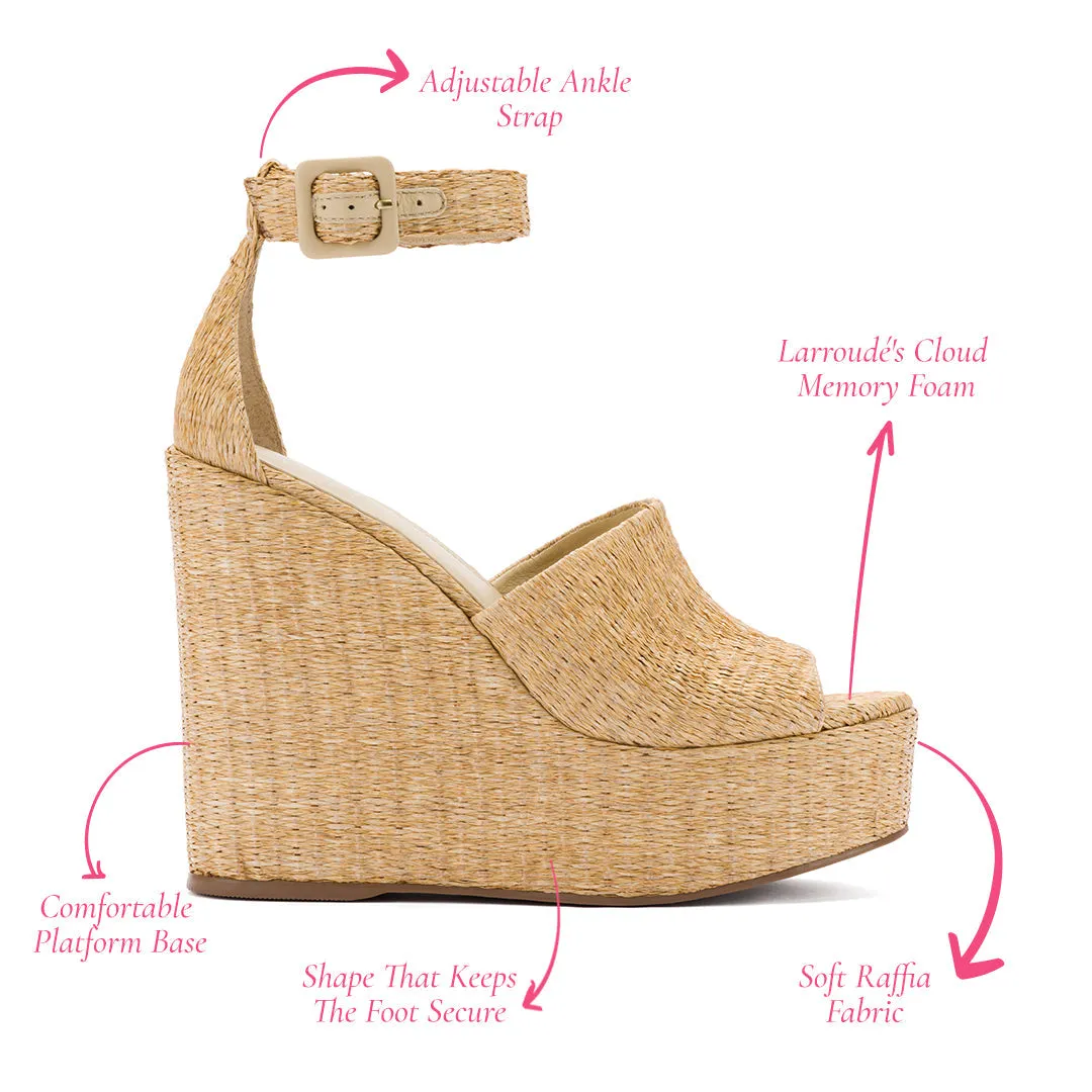 Larroudé x Jennifer Fisher Wedge Sandal In Sepia Raffia sold by Larroude product image thumbnail 5