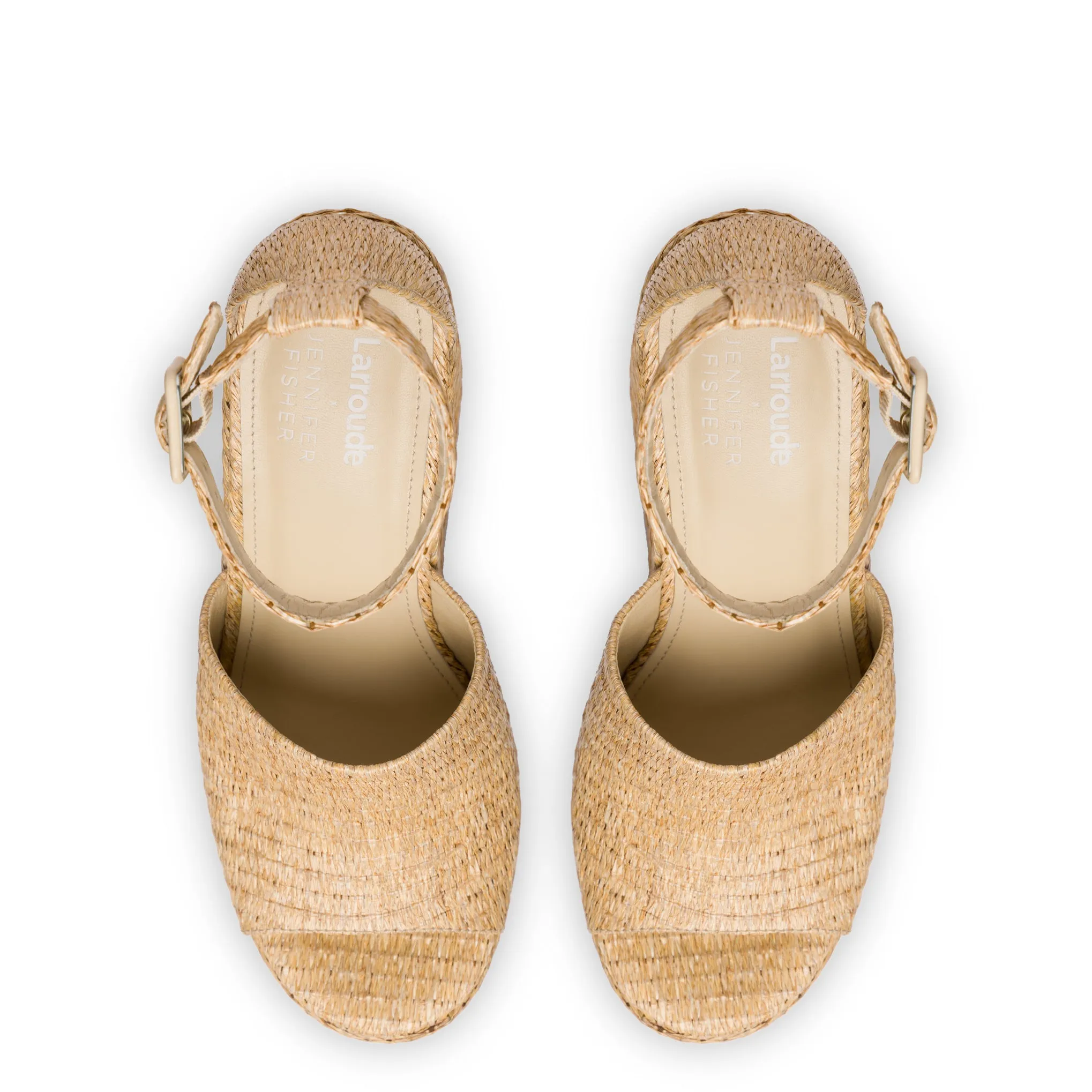 Larroudé x Jennifer Fisher Wedge Sandal In Sepia Raffia sold by Larroude product image thumbnail 3