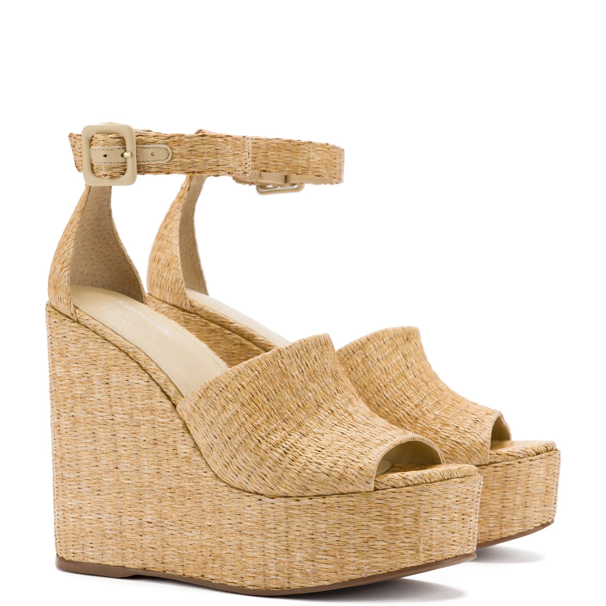 Larroudé x Jennifer Fisher Wedge Sandal In Sepia Raffia sold by Larroude product image thumbnail 2