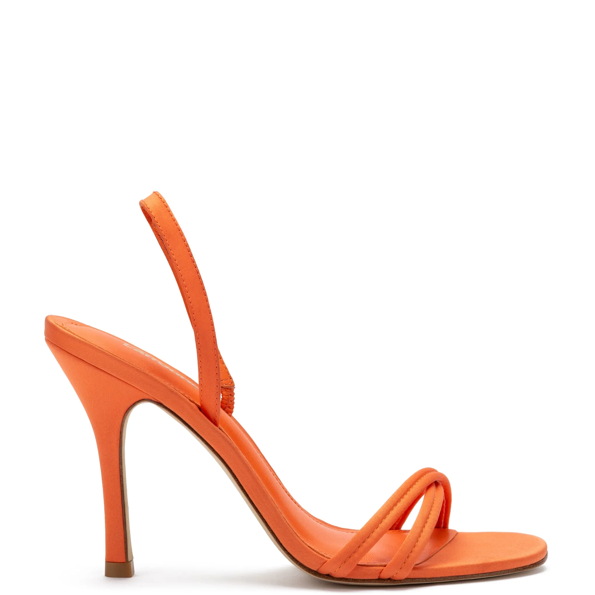 Annie Sandal In Orange Satin sold by Larroude