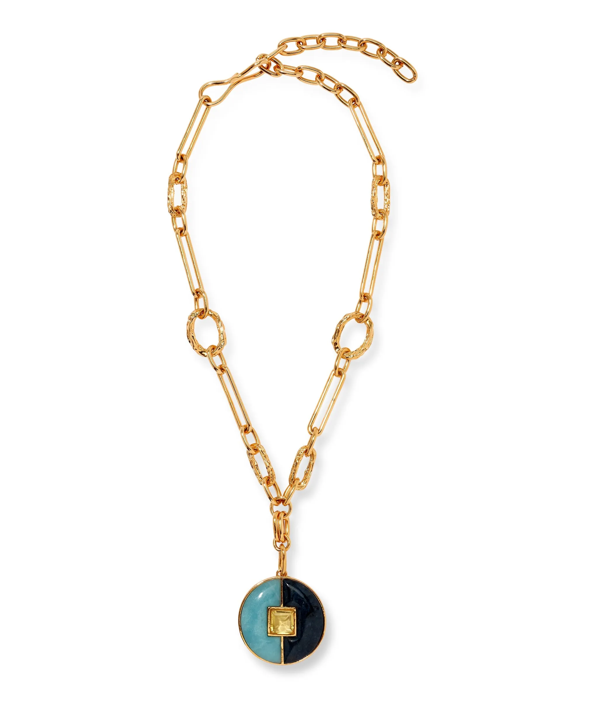 Porto Medallion Necklace in Blue Jasmine sold by Larroude