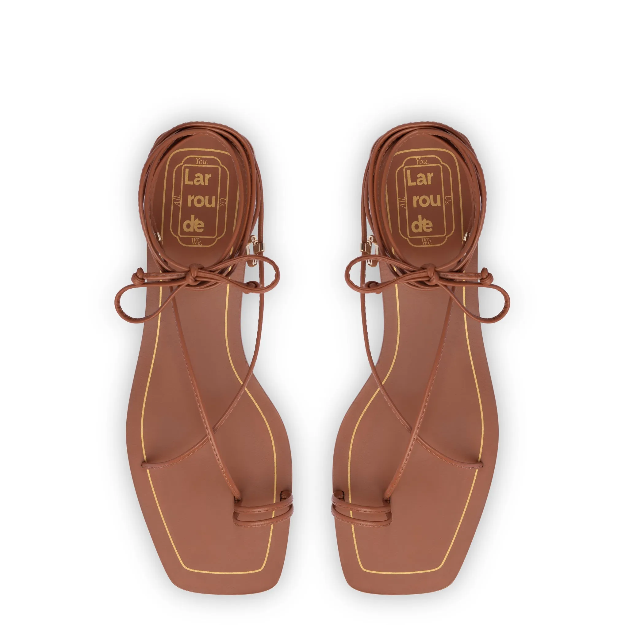 Portofino Flat Sandal In Caramel Leather sold by Larroude product image thumbnail 3