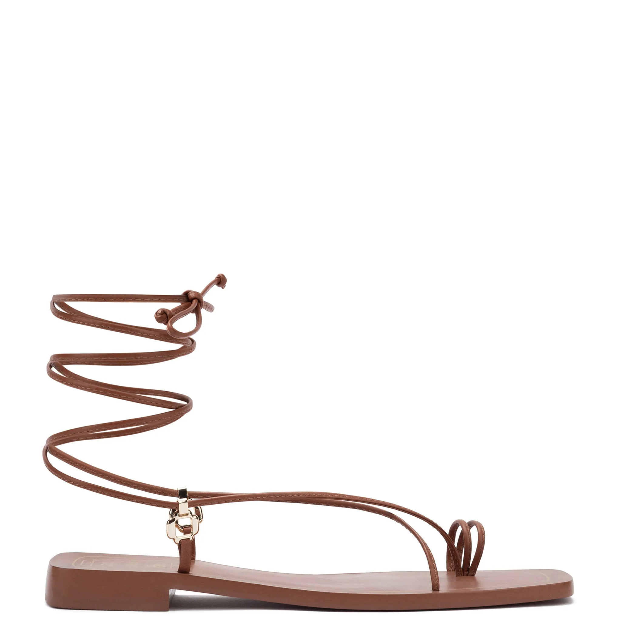 Portofino Flat Sandal In Caramel Leather sold by Larroude