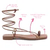 Portofino Flat Sandal In Caramel Leather sold by Larroude