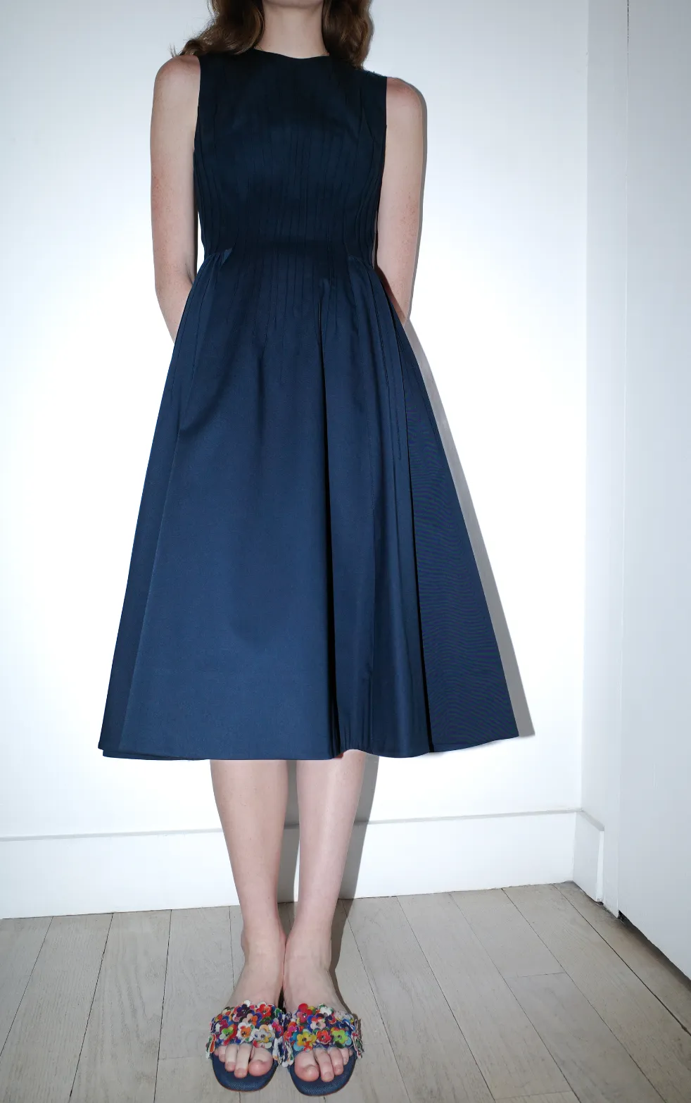 Pintuck Dress in Navy sold by Larroude product image thumbnail 2