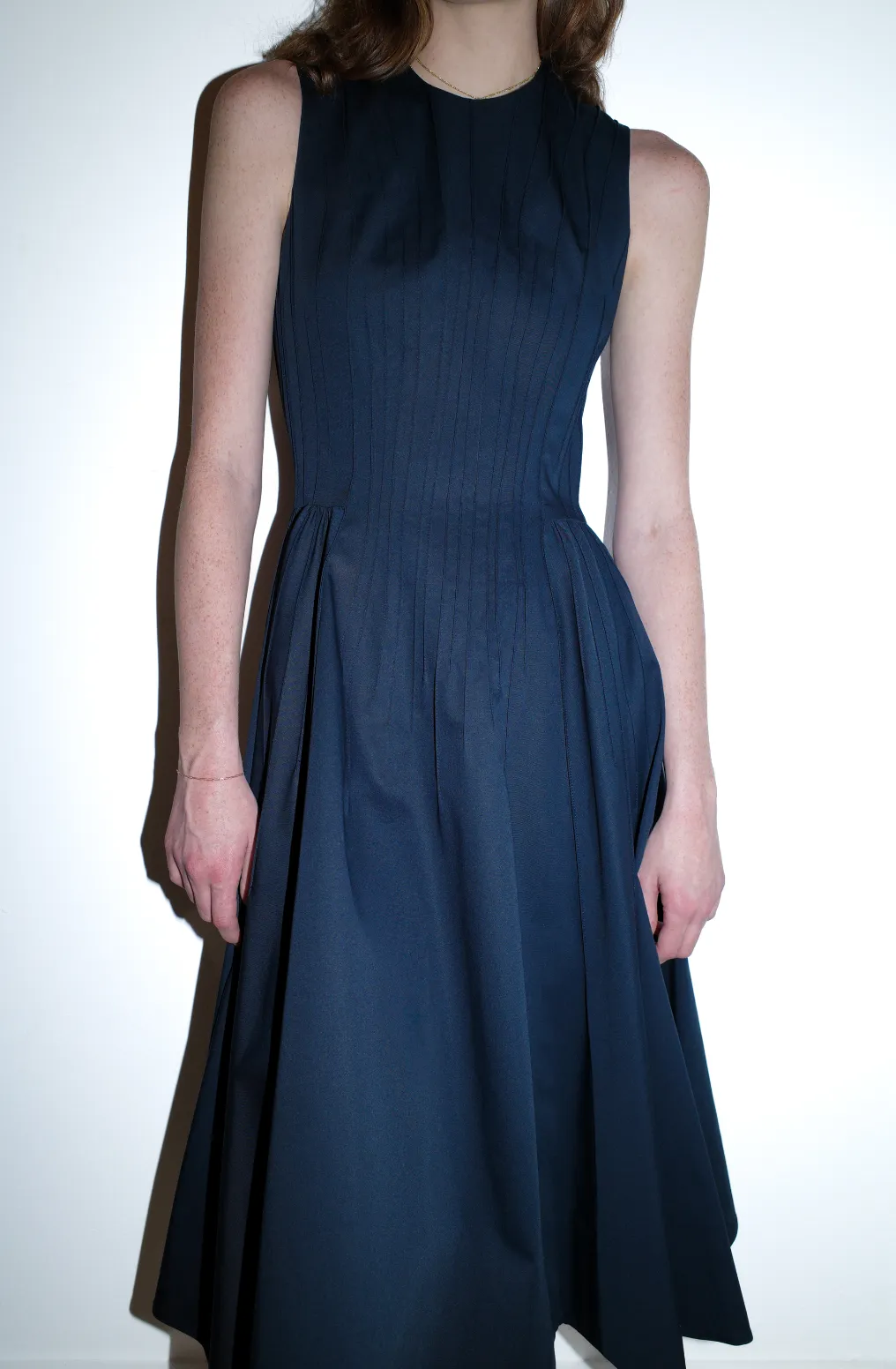 Pintuck Dress in Navy sold by Larroude product image thumbnail 3