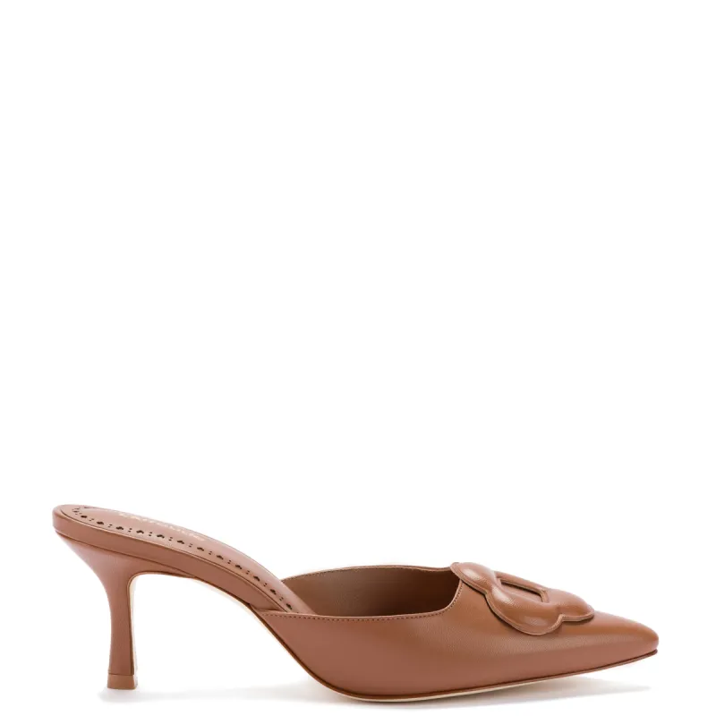 Flora Pump In Caramel Leather sold by Larroude