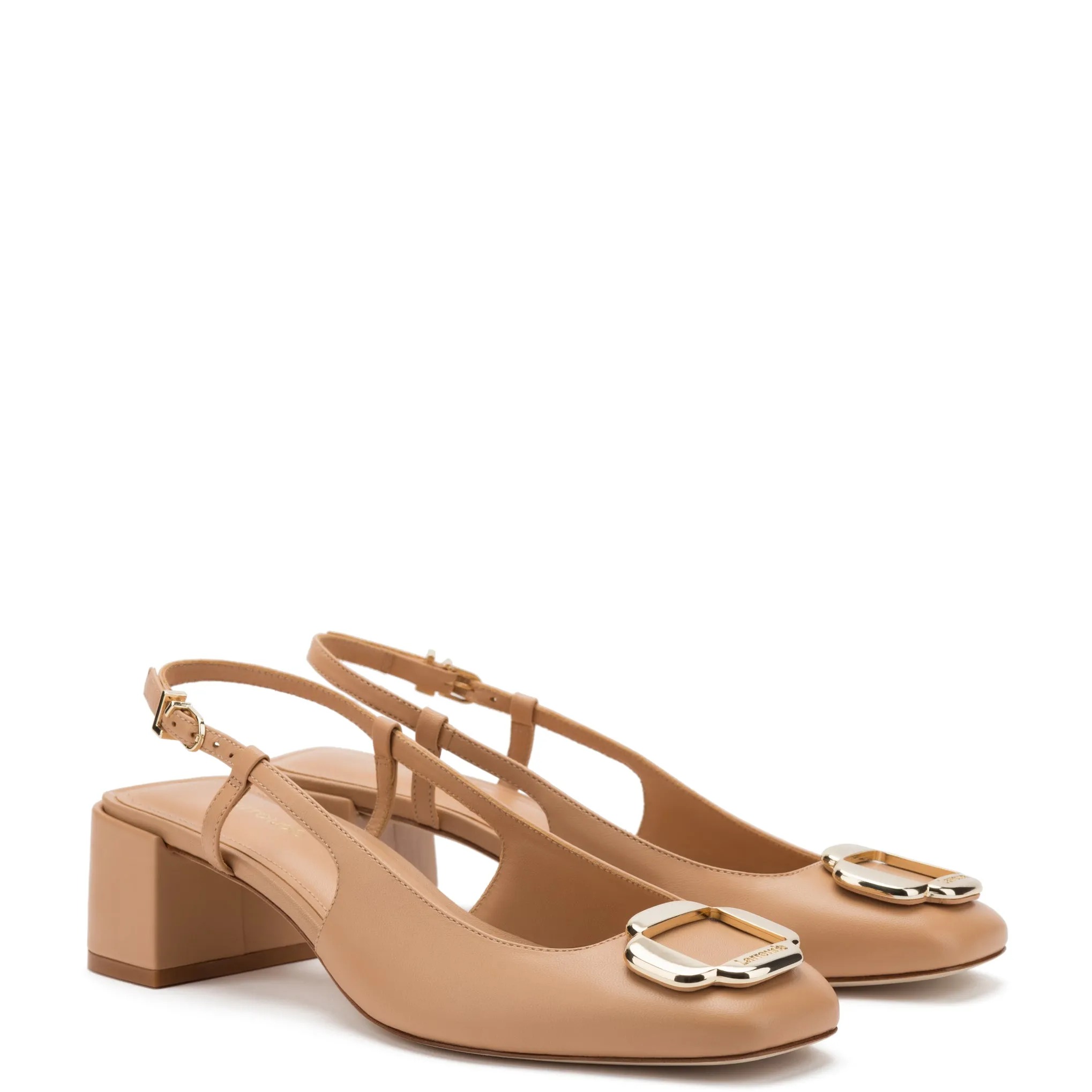 Maria Block Pump In Tan Leather sold by Larroude product image thumbnail 2