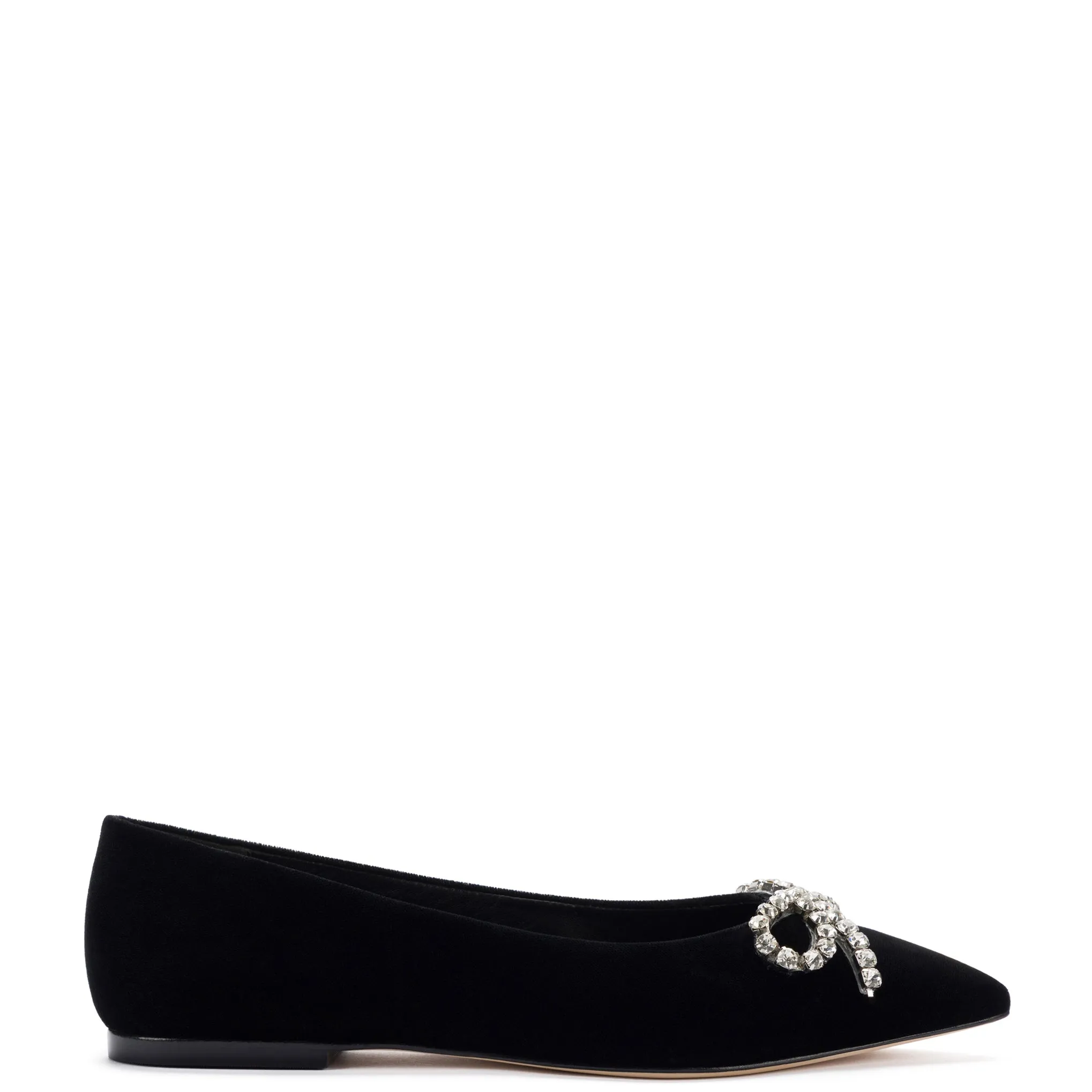 Lee Flat In Black Velvet sold by Larroude