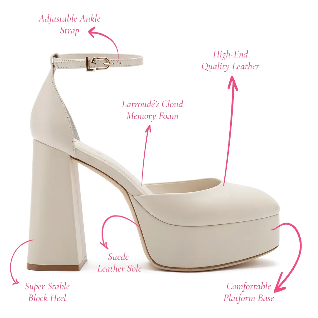 Ari Pump In Ivory Leather sold by Larroude product image thumbnail 5