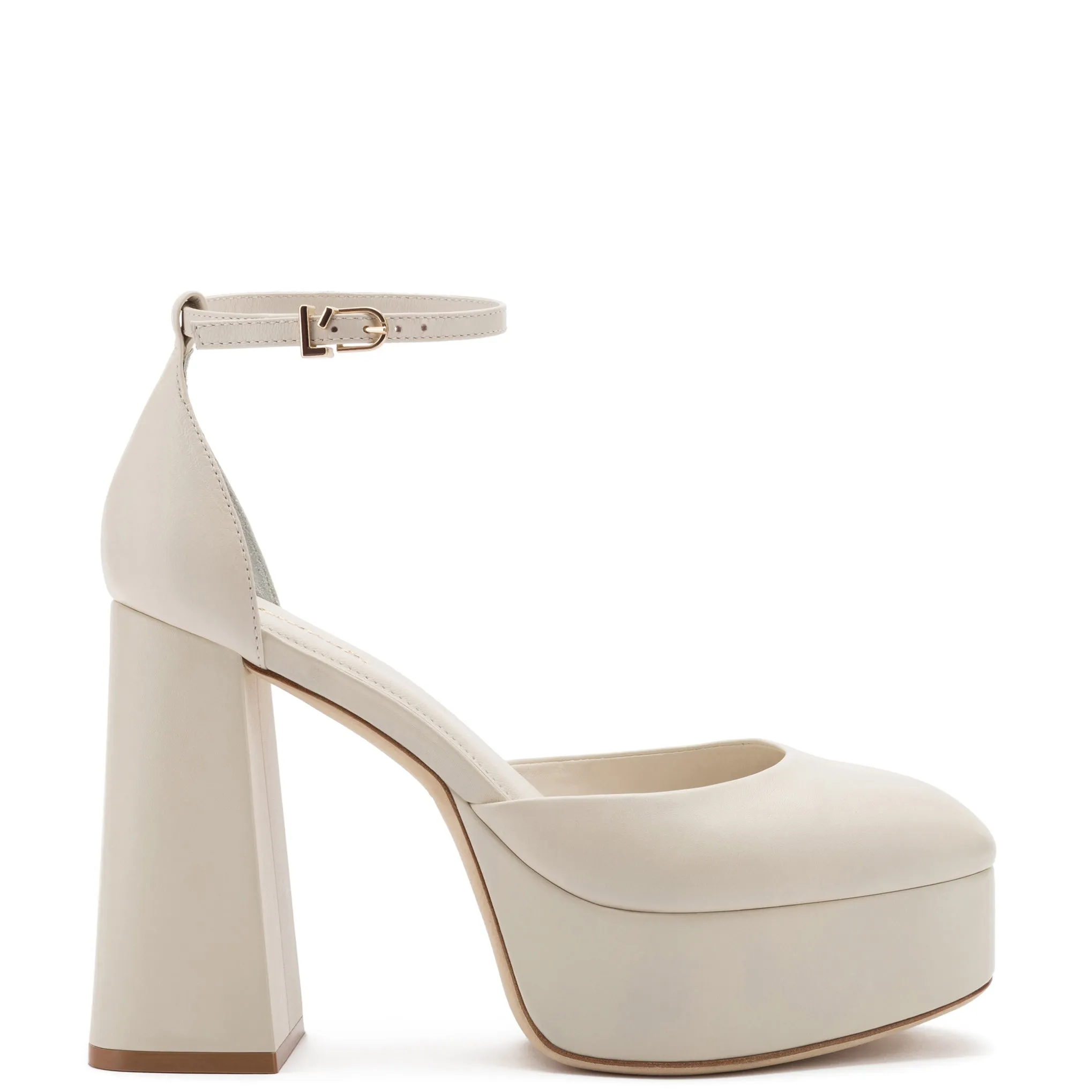 Ari Pump In Ivory Leather sold by Larroude