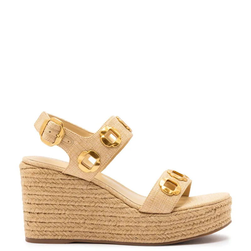 Milan Espadrille In Beige Raffia sold by Larroude