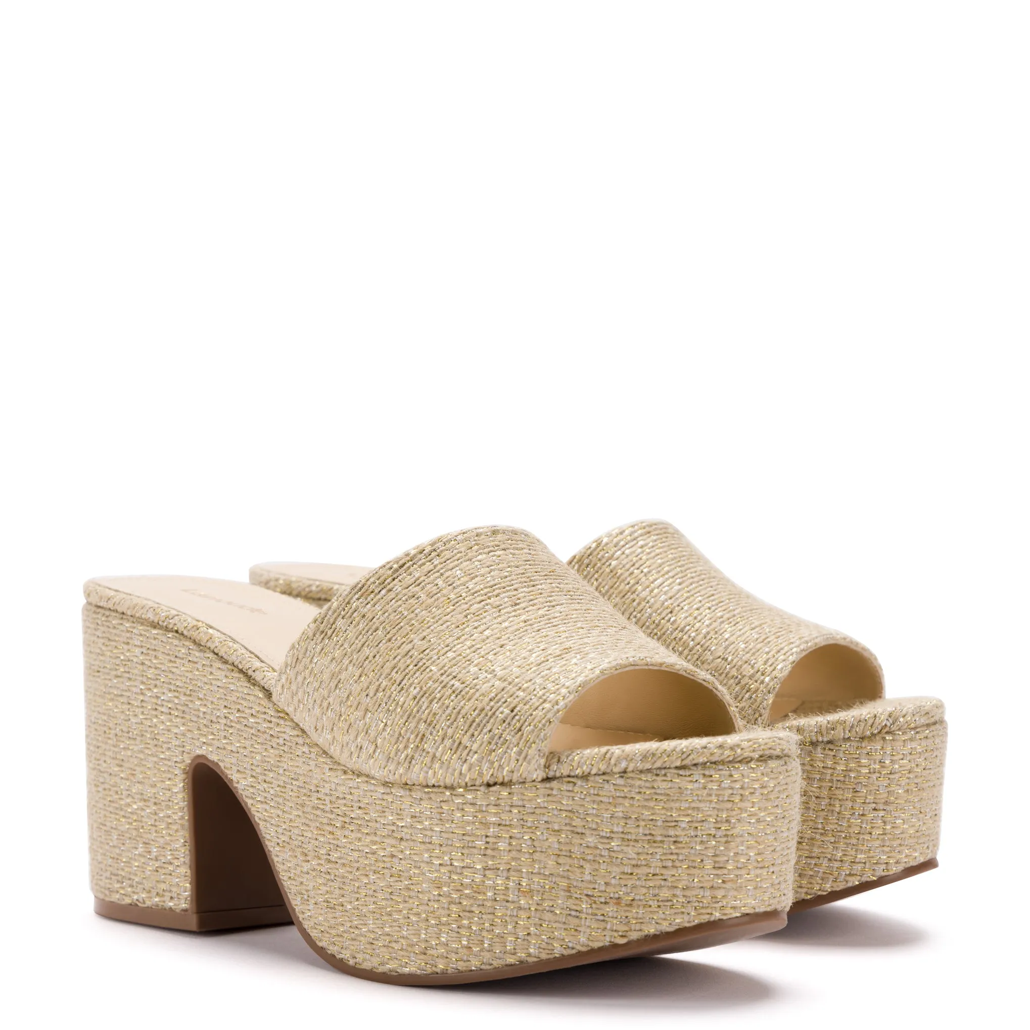 Miso Platform Sandal In Metallic Raffia sold by Larroude product image thumbnail 2