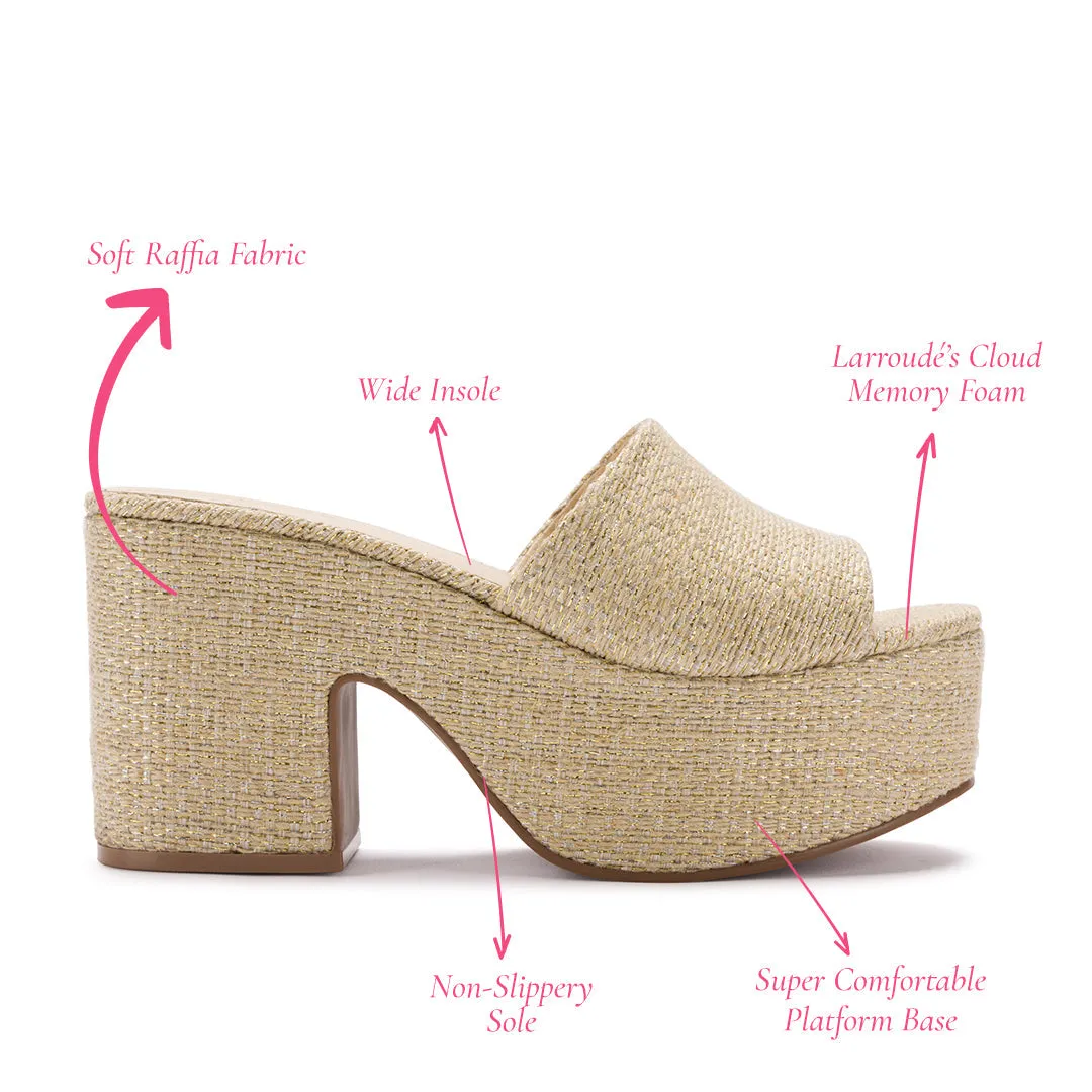 Miso Platform Sandal In Metallic Raffia sold by Larroude product image thumbnail 5