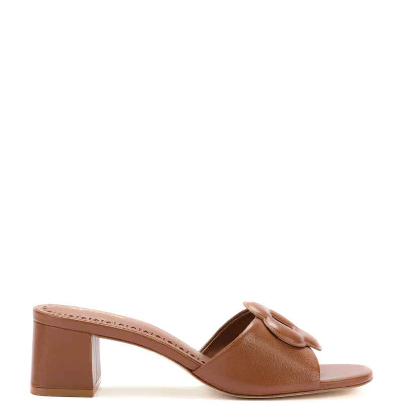 Flora Mule In Caramel Leather sold by Larroude