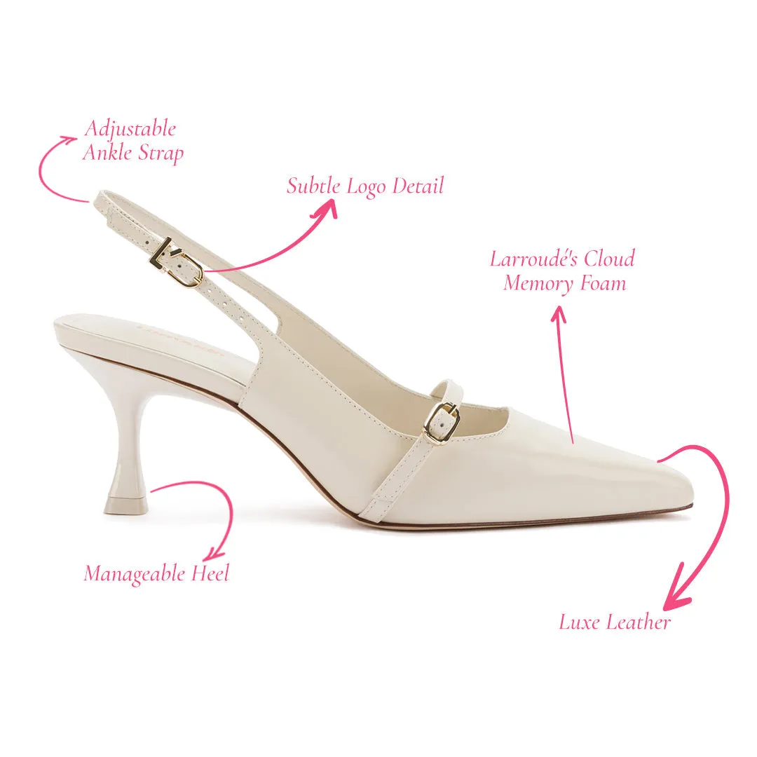 Ines Pump In Ivory Leather sold by Larroude product image thumbnail 5