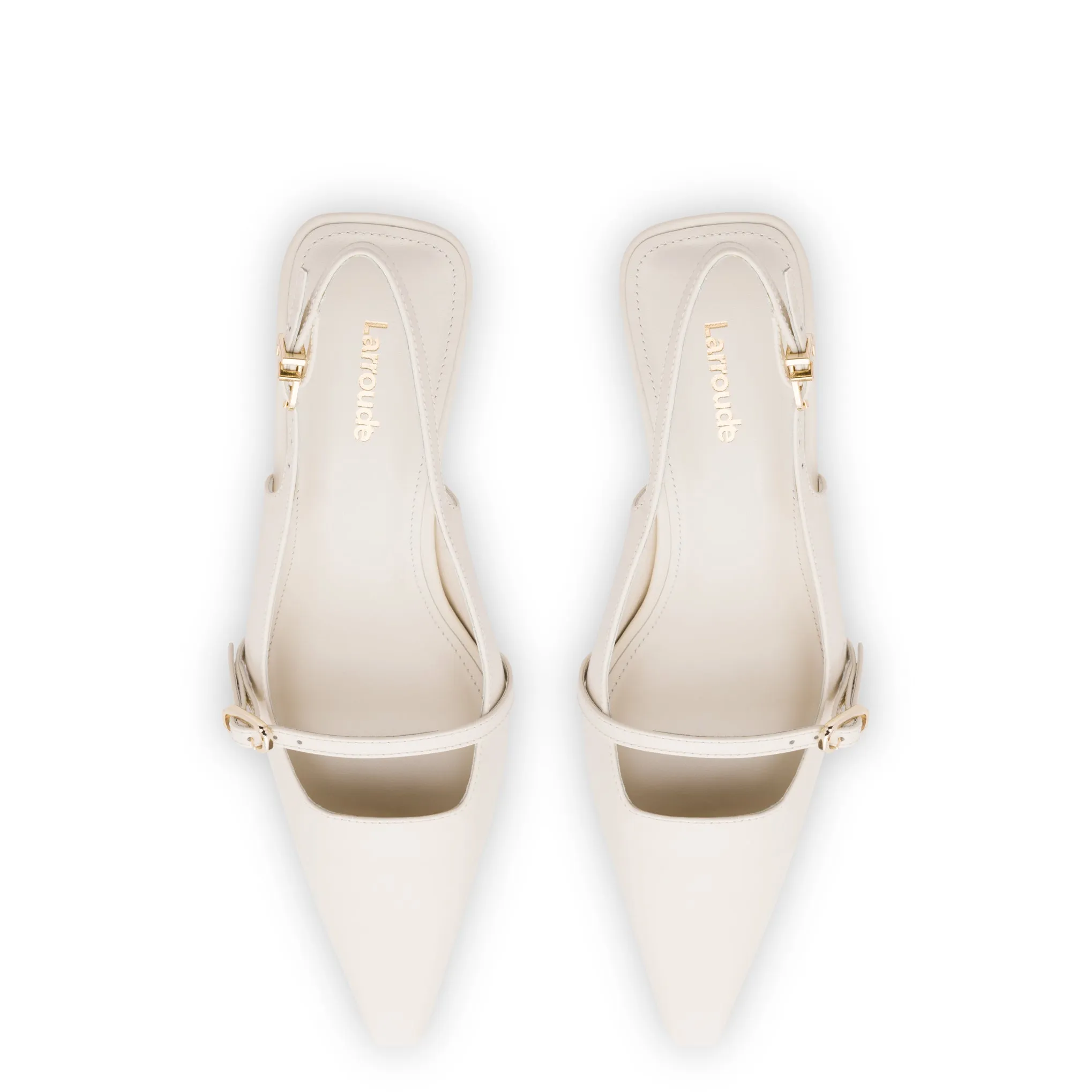 Ines Pump In Ivory Leather sold by Larroude product image thumbnail 3