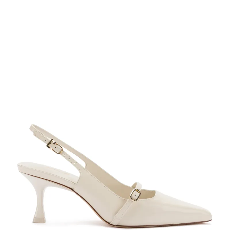 Ines Pump In Ivory Leather sold by Larroude