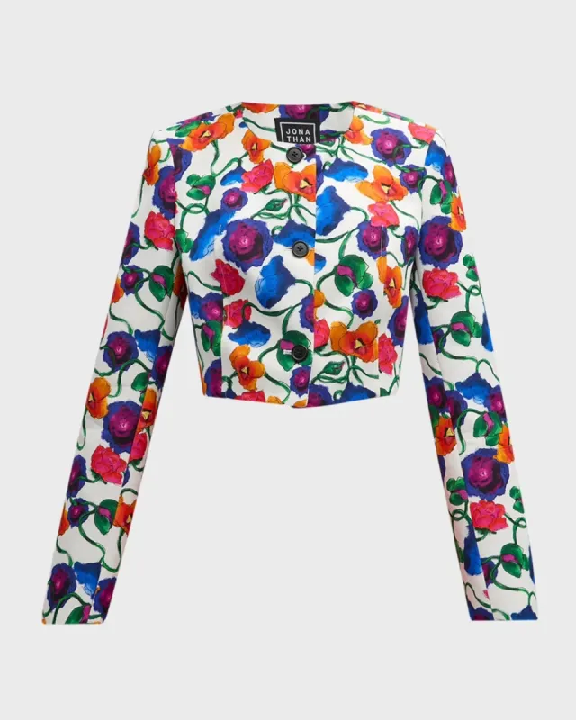 Cropped Jacket  in Wild Tie-Dye Poppies sold by Larroude