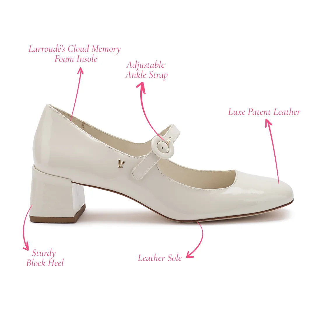 Blair Block Pump In Ivory Patent sold by Larroude product image thumbnail 5